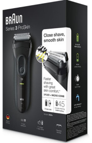 Braun Series 3 ProSkin 3020s - Afeitadora eléctrica recargable negra	