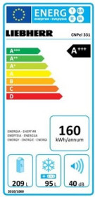 Liebherr CNPel331 - Combi No Frost A+++ 186,1 x 60 cm, DuoCooling, Inox