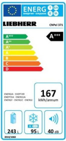 Liebherr CNPel371 - Combi No Frost A+++ 201,1 x 60 cm, DuoCooling, Inox