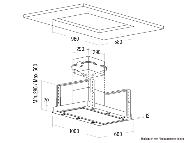 Cata 02111305 - Campana de techo integrada ISLA FENIX 1000 X Clase A