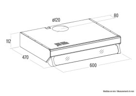 Cata 02013008 - Campana extractora F WH con 2 motores 3 niveles Ancho de 60cm