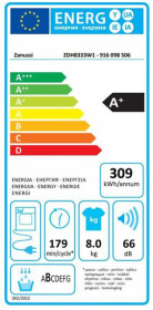 Zanussi ZDH8333W1 - Secadora Bomba de Calor 8Kg Clase A+ 66dB Blanco