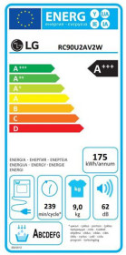 LG RC90U2AV2W - Secadora Bomba de Calor 9Kg DUAL Inverter A+++ Blanco