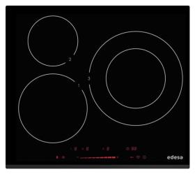 Edesa *DISCONTINUADO* EIHS-6330 B - Placa de inducción con 3 fuegos y biselado frontal