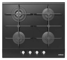 Edesa EGG-6040 TI TR CIB - Encimera de Gas Butano 4 Zonas Vidrio Negro