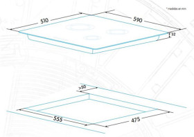Edesa EGG-6030 TI N - Encimera de Gas Natural 3 Zonas Vidrio Negro