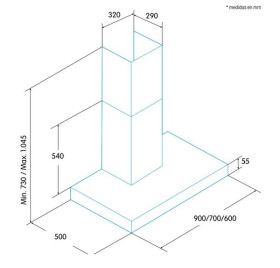 Edesa ECB-9611 X - Campana Decorativa de 90 cm Acero Inox