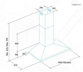 Edesa ECP-9411 X - Campana Decorativa Pirámide de 90 cm Acero Inox