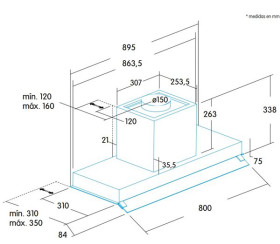 Edesa ECG-9832 X - Campana de encastre en mueble de 90cm Acero Inox