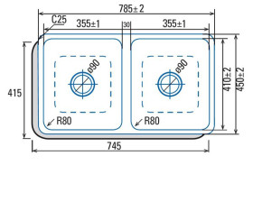 Cata 02607101 - Fregadero CB 2 Mueble de 90 Cm Acero Inoxidable