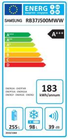Samsung RB37J500MWWEF - Frigorífico Combi 201x60 cm A+++ NoFrost Blanco