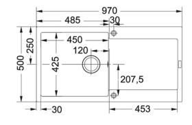 Franke 1140501844 - Fregadero Maris MRG 611 L Reversible 1 Cubeta Aluminio