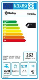 Balay 3VF306NA - Lavavajillas Integrable 60 Cm 13 Cubiertos Clase A++