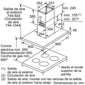 Balay 3BI998HGC - Campana de isla de 90cm con frontal antracita Clase A+