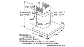 Bosch DWB97LM50 - Campana decorativa diseño rectangular ancho 90 cm, Acero inox, clase A
