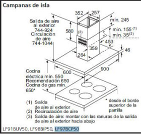 Siemens LF97BCP50 - Campana Isla, 90 cm ancho, A, Box Slim, iQ500