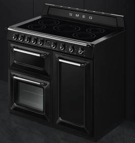 Smeg TR103IBL - Cocina con Placa de Inducción y 3 Hornos Eléctricos Clase A Negra