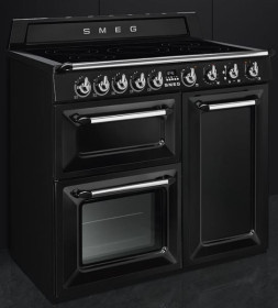 Smeg TR103IBL - Cocina con Placa de Inducción y 3 Hornos Eléctricos Clase A Negra