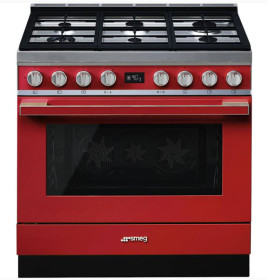Smeg CPF9GMR - Cocina con Placa de Gas y Horno Eléctrico Clase A+ Roja