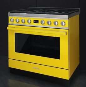 Smeg CPF9GMYW - Cocina con Placa de Gas y Horno Eléctrico Clase A+ Amarilla