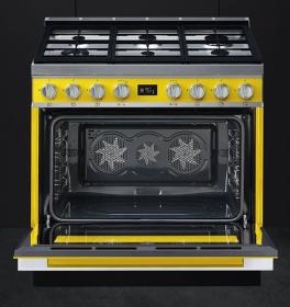 Smeg CPF9GMYW - Cocina con Placa de Gas y Horno Eléctrico Clase A+ Amarilla