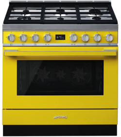 Smeg CPF9GMYW - Cocina con Placa de Gas y Horno Eléctrico Clase A+ Amarilla