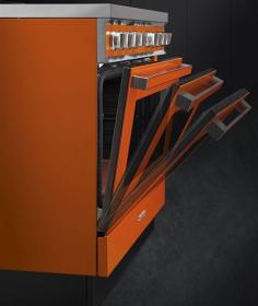Smeg CPF9GMOR - Cocina con Placa de Gas y Horno Eléctrico Clase A+ Naranja