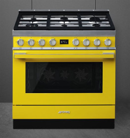 Smeg CPF9GPYW - Cocina con PLaca de Gas y Horno Eléctrico Clase A+ Amarilla