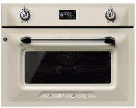 Smeg SF4920MCP1 - Horno Microondas Compacto 45 Cm Vapor Clean Crema