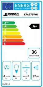 Smeg KFAB75WH - Campana Decorativa Pared 75 Cm Recirculación Clase B Blanca