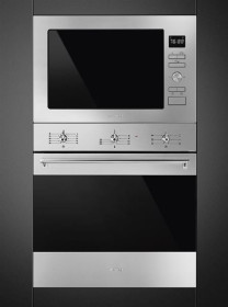 Smeg FMI425X - Microondas Integrable 25 Litros Grill QuickStart Cristal Negro