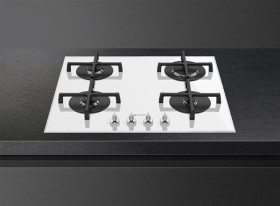 Smeg PV164B2 - Placa de Gas Natural 60 Cm 4 Fuegos Cristal Blanco