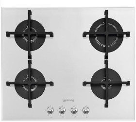 Smeg PV164B2 - Placa de Gas Natural 60 Cm 4 Fuegos Cristal Blanco