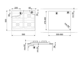 Smeg SRV864AOGH - Placa de Gas Natural 60 Cm 4 Fuegos Color Negro