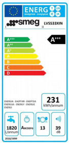 Smeg LVS533XIN - Lavavajillas 60 Cm 13 Cubiertos Clase A+++ Inoxidable