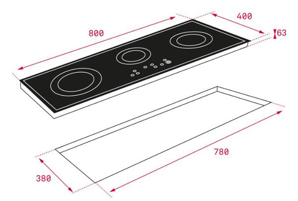 Teka 112530000 - Placa Vitrocerámica TRC 83631 TCS 80cm 3 Zonas