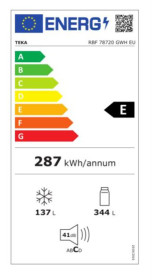 Teka 113400001 - Frigorífico 70cm RBF 78720 GWH Cristal Blanco NoFrost
