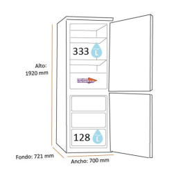 Teka 113400001 - Frigorífico 70cm RBF 78720 GWH Cristal Blanco NoFrost