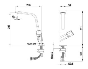 Teka 116030009 - Grifo OPERA ICO 915 Caño Abierto Giratorio Cromo