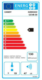 Candy CCVB 30 - Vinoteca Integrable 19 Botellas 81x30cm Clase A Negro