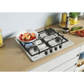Candy CHG6BR4WX - Placa de gas con 4 fuegos en acero inox 4000W