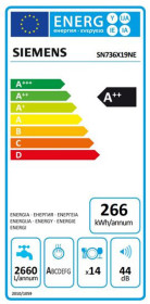 Siemens SN736X19NE - Lavavajillas Integrable 14 Servicios 60cm Clase A++