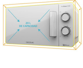 Cecotec 01521 - Microondas con grill 20 litros PROCLEAN 3120 700W