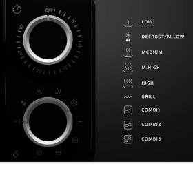 Cecotec 01525 - Microondas negro con gril PROCLEAN 3130 de 20 litros
