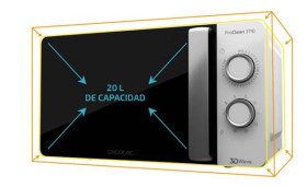 Cecotec 01523 - Microondas ProClean 3110 con Grill 20 Litros Blanco