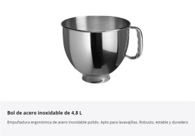 Kitchen Aid 5KSM175PSESP - Robot de Cocina Artisan 4.8L 7 Accesorios Rosa