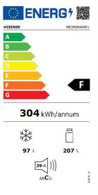 Hisense RB390N4AW1 - Frigorífico Combi Total NoFrost 186x59.5cm F