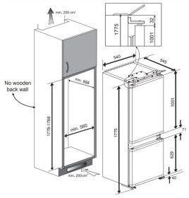 Beko BCHA275E3S - Frigorífico Combi Integrable 178x54cm Semi NoFrost A++