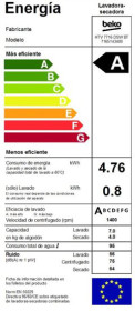 Beko HTV 7716 DSW BT - Lavasecadora 7/4Kg 1400 rpm con Vapor Clase A