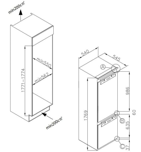 Fagor 3fic 5550 frigorífico combi integrado 176.9x54x54cm clase e2 (23)